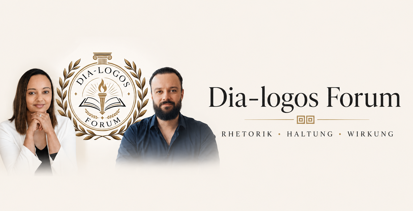 Dia-logos Forum – Helen und Björn mit Logo
