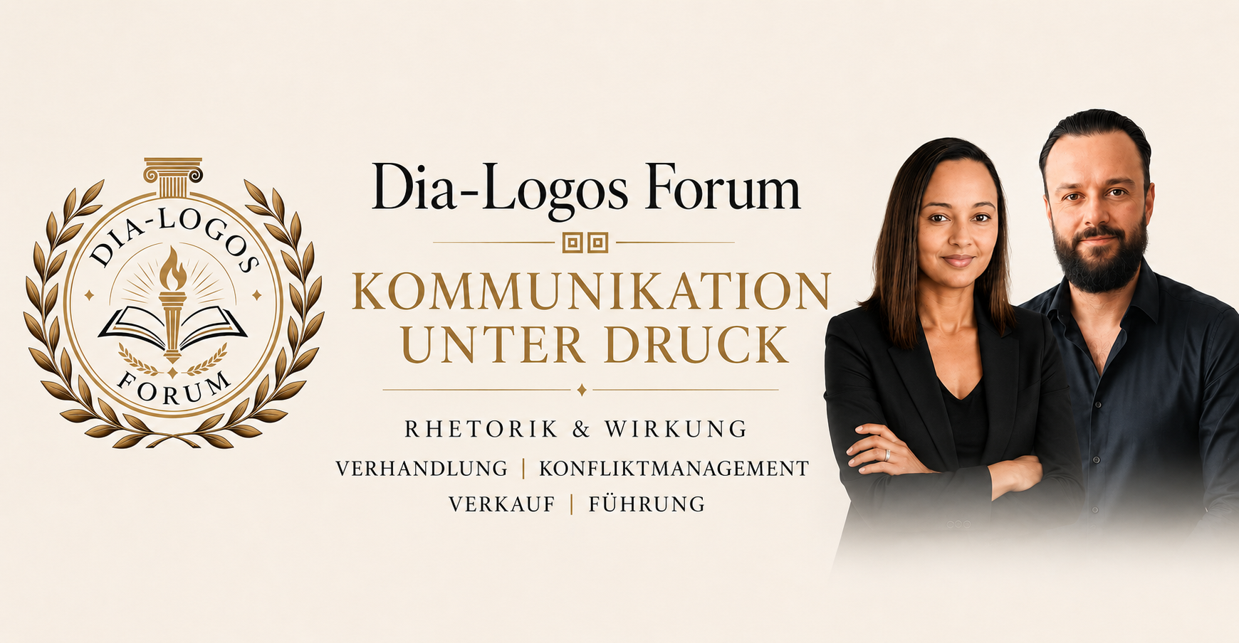 Dialogos Forum – Helen und Björn mit Logo